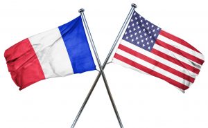 France flag combined with american flag